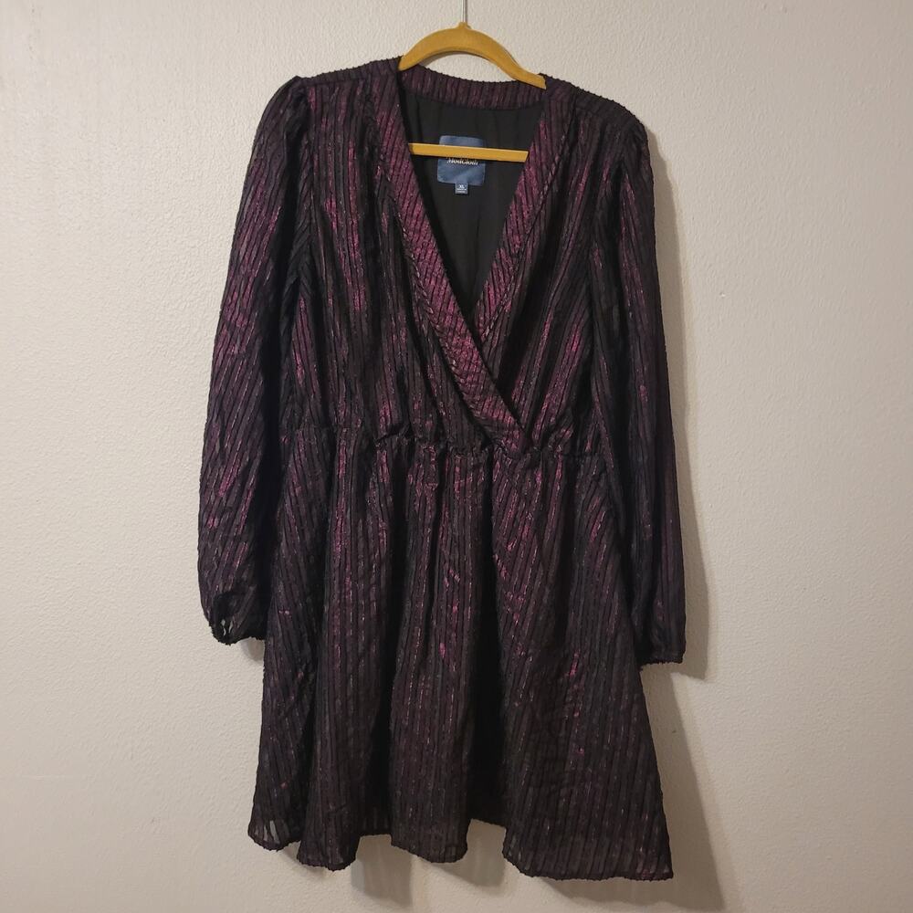 Anthropologie ModCloth Metallic Shine A-Line Mini‎ Dress Womens XL Dark Red